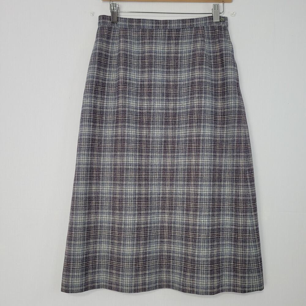 Vintage Pendleton Pure Virgin Wool Plaid Aline Skirt size 10 Academia Retro USA